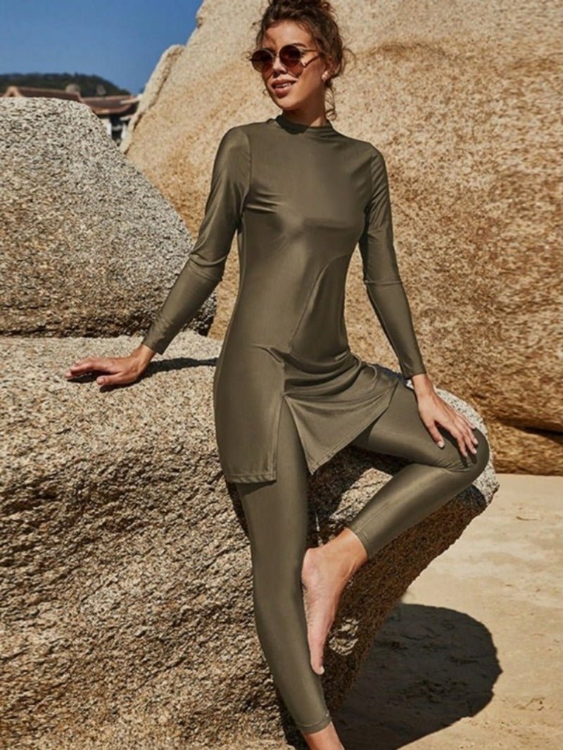 Muslim Swimsuits For Women 2 Pcs Full Cover Rash Guard Islamic Burkini Swimwear Sport Bathing Suit Long Beachwear.(MB014) - Mariam's Collection