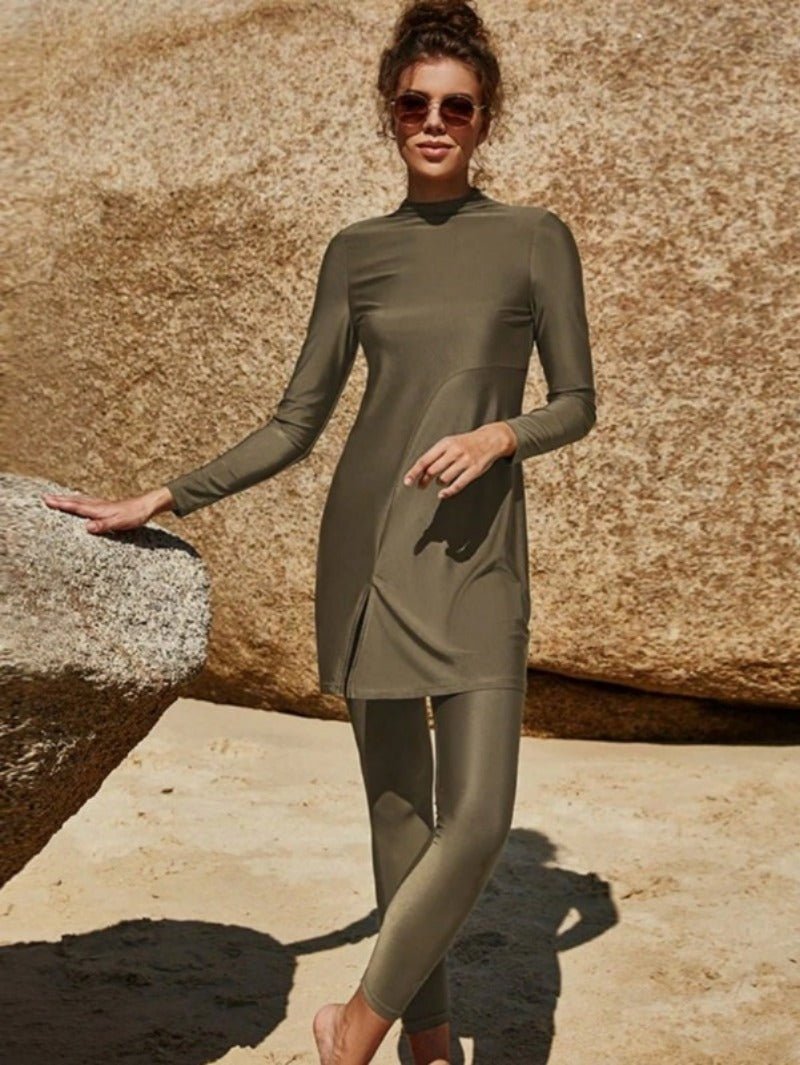 Muslim Swimsuits For Women 2 Pcs Full Cover Rash Guard Islamic Burkini Swimwear Sport Bathing Suit Long Beachwear.(MB014) - Mariam's Collection