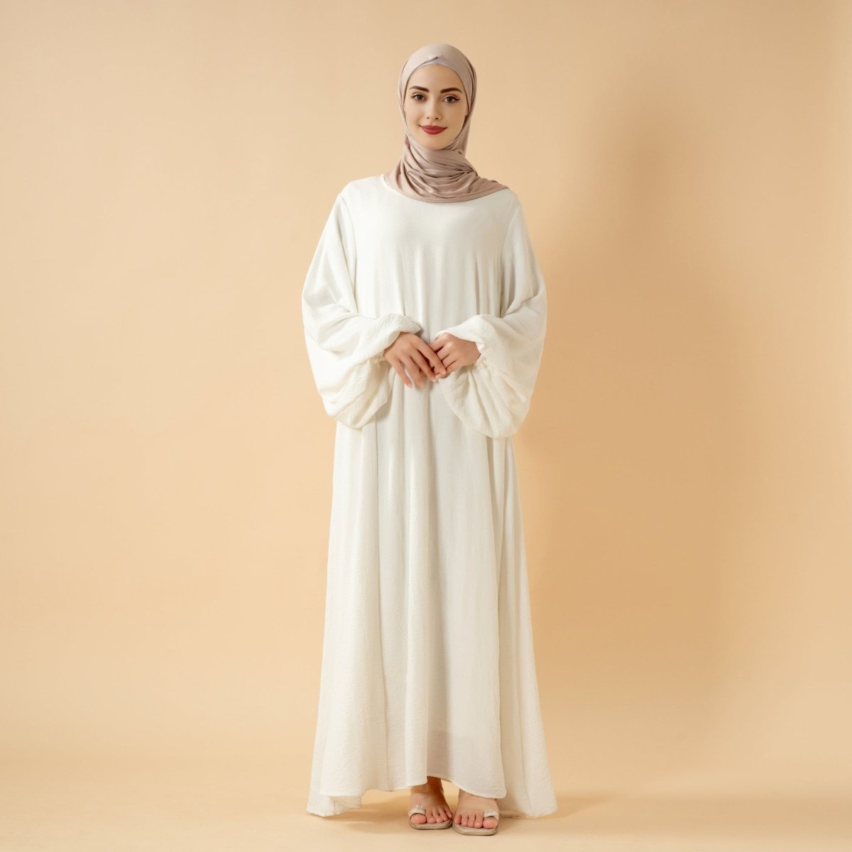 Must - Have Basics: Oversized Lantern Sleeves Crepe Abaya (MA190) - Mariam's Collection