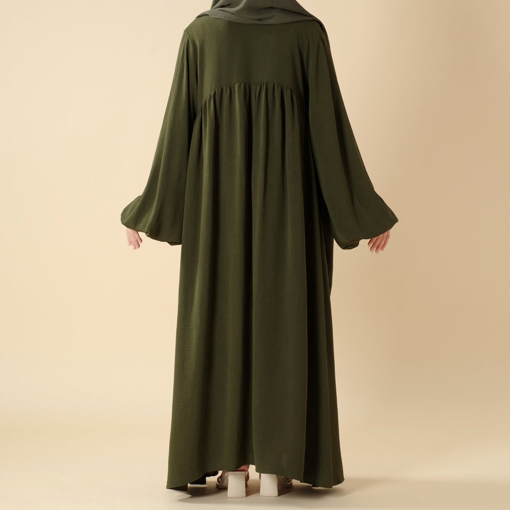 Must - Have Basics: Oversized Lantern Sleeves Crepe Abaya (MA190) - Mariam's Collection