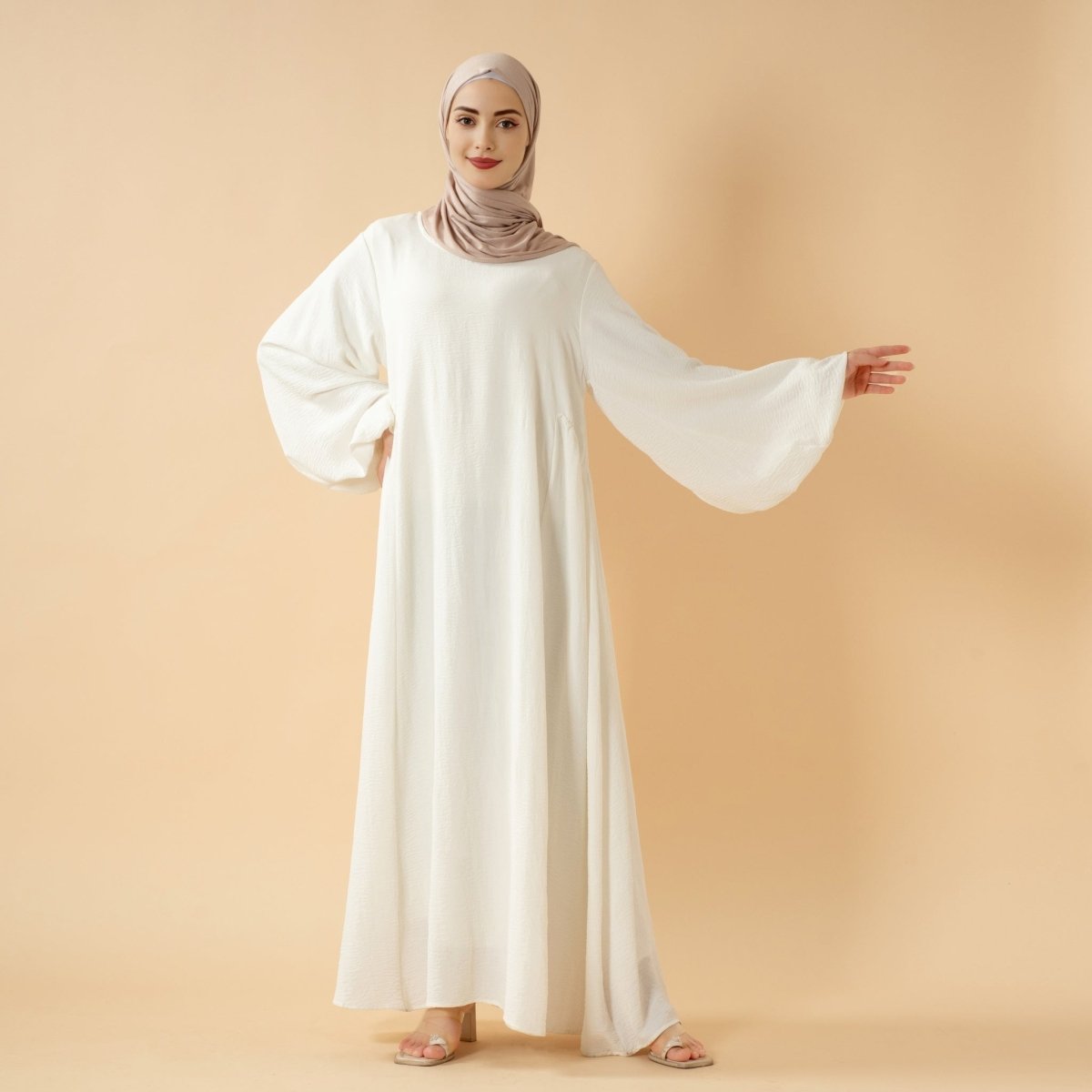 Must - Have Basics: Oversized Lantern Sleeves Crepe Abaya (MA190) - Mariam's Collection