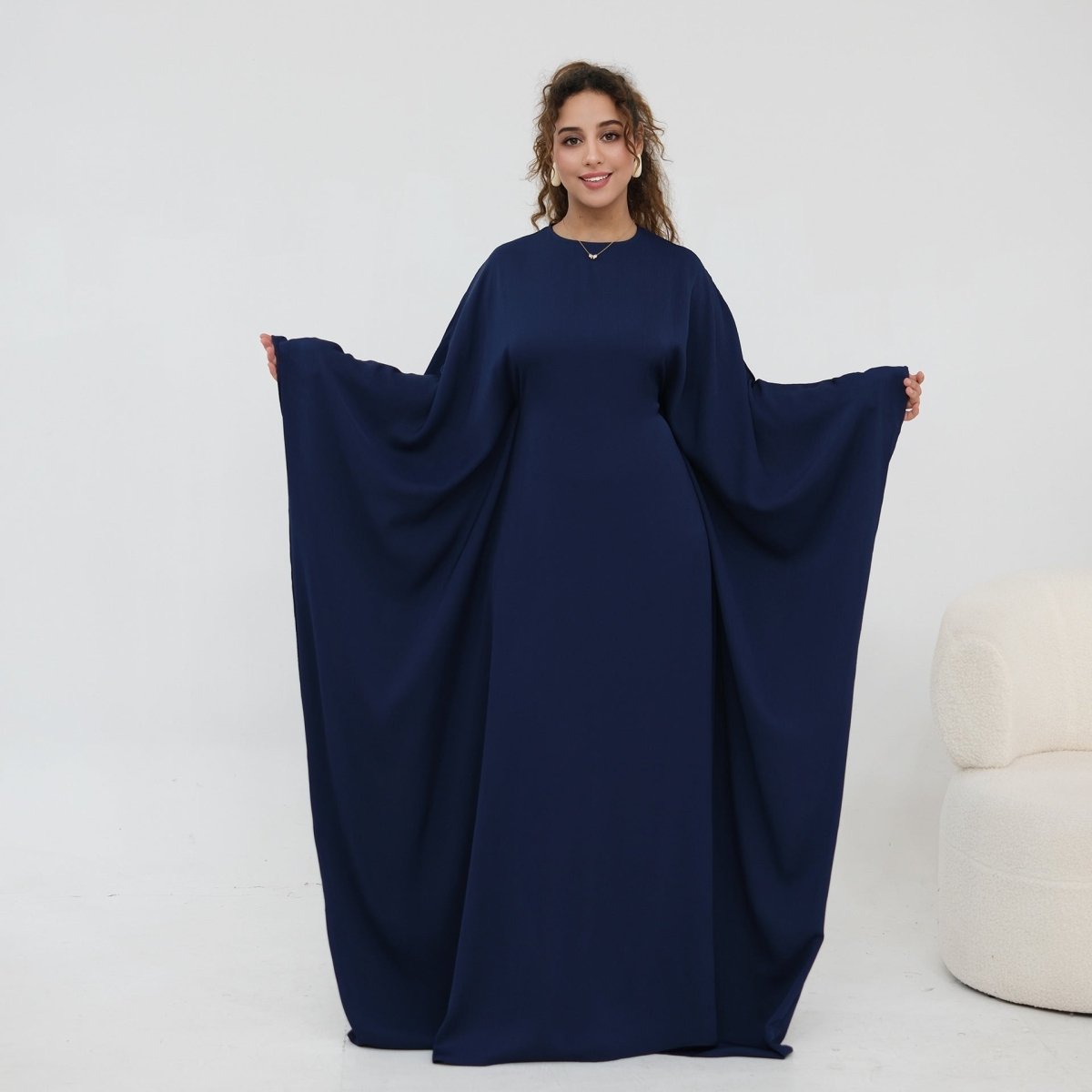 Nida Crinkle Batwing Sleeve Maxi Dress(MA458) - Mariam's Collection