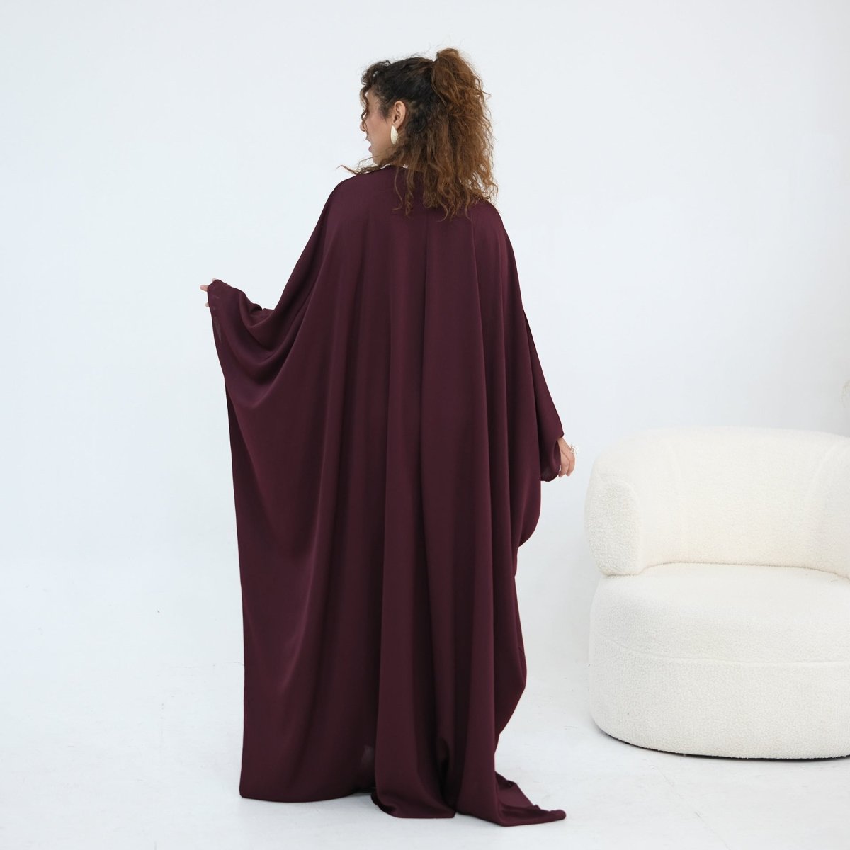 Nida Crinkle Batwing Sleeve Maxi Dress(MA458) - Mariam's Collection