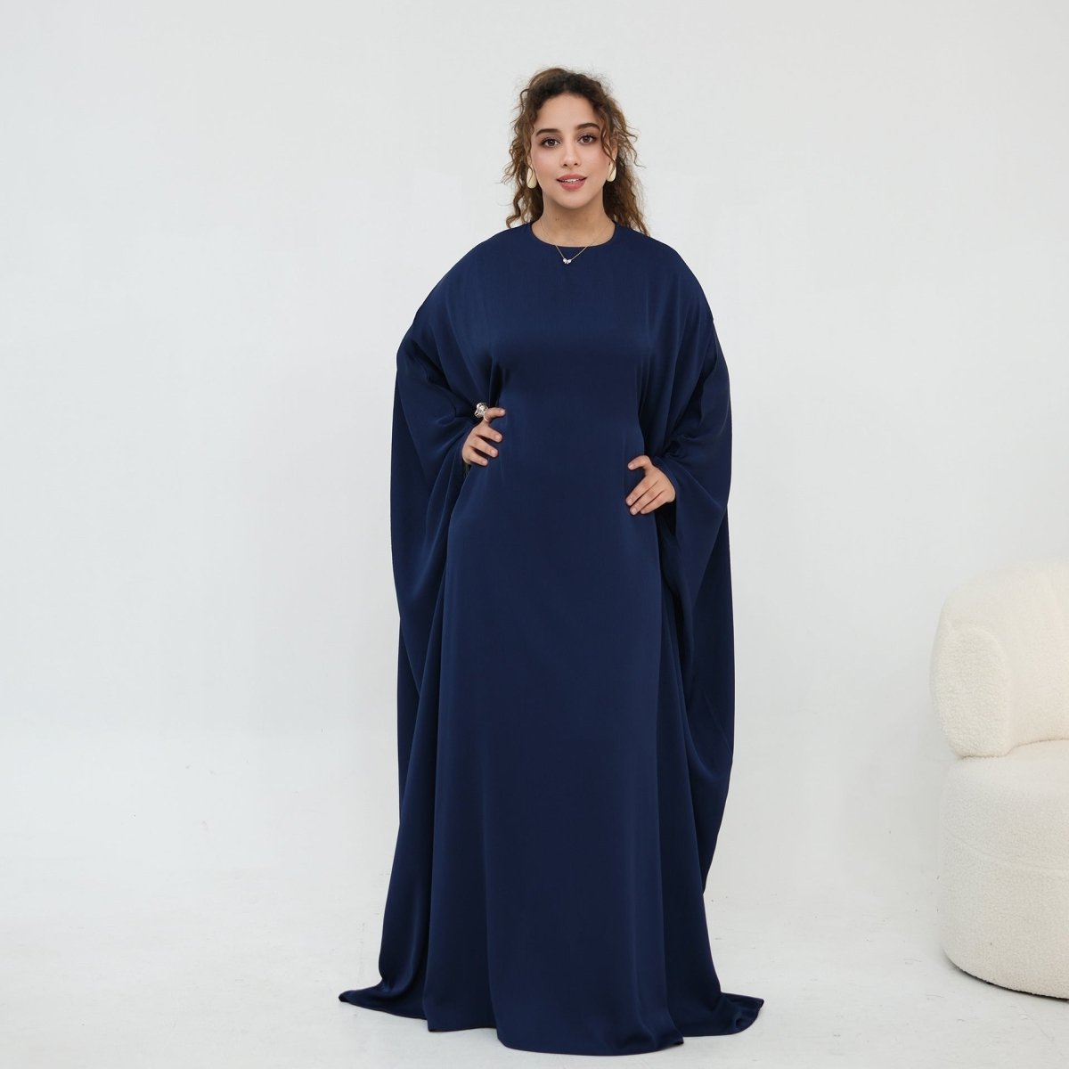 Nida Crinkle Batwing Sleeve Maxi Dress(MA458) - Mariam's Collection