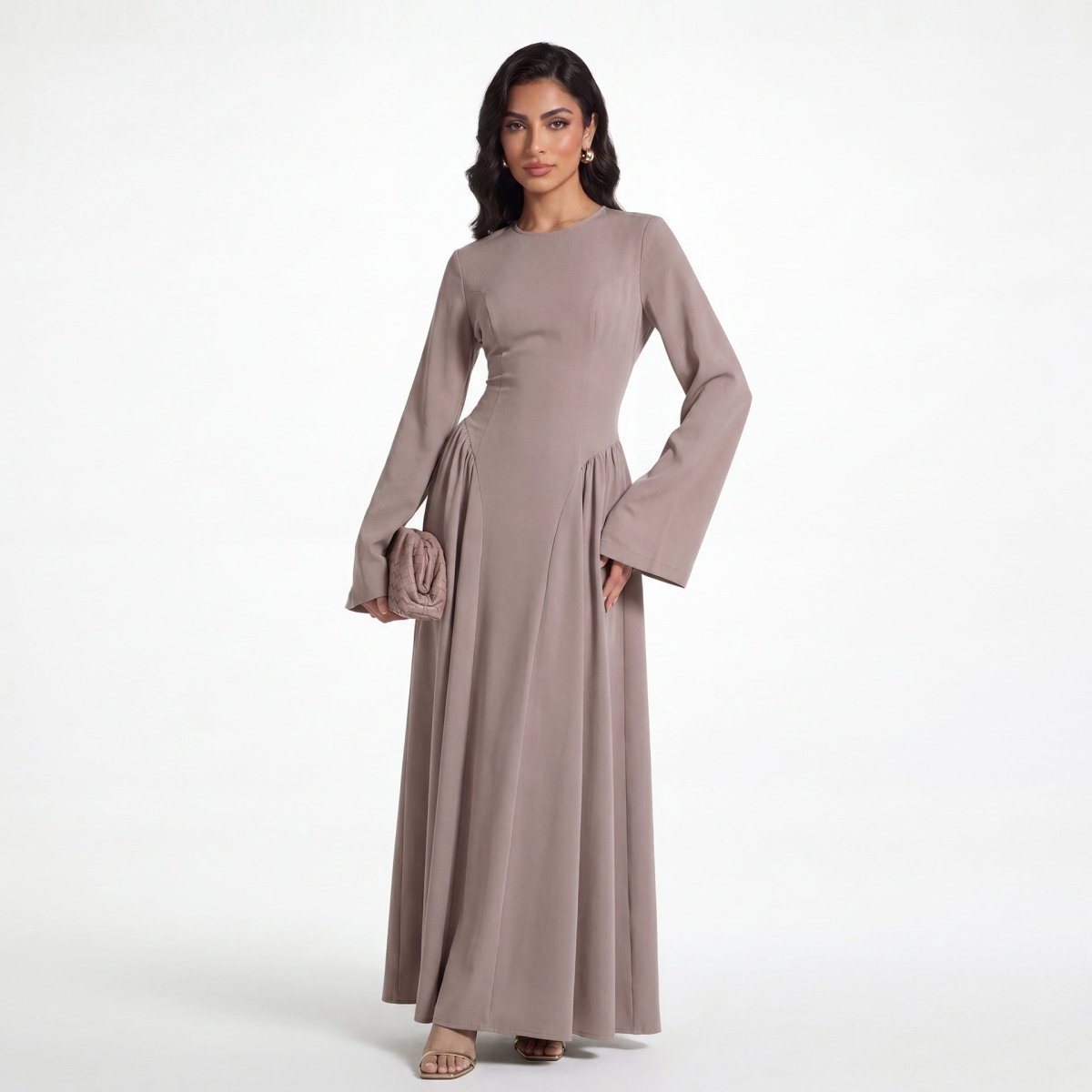 Nida Flared Maxi Dress – Bell Sleeve Nida Abaya