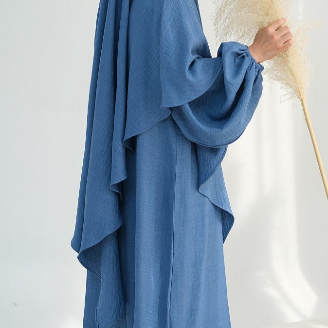 Nursing Abaya & Khimar Set | Bubble Sleeve Breastfeeding Dress(MK025) - Mariam's Collection