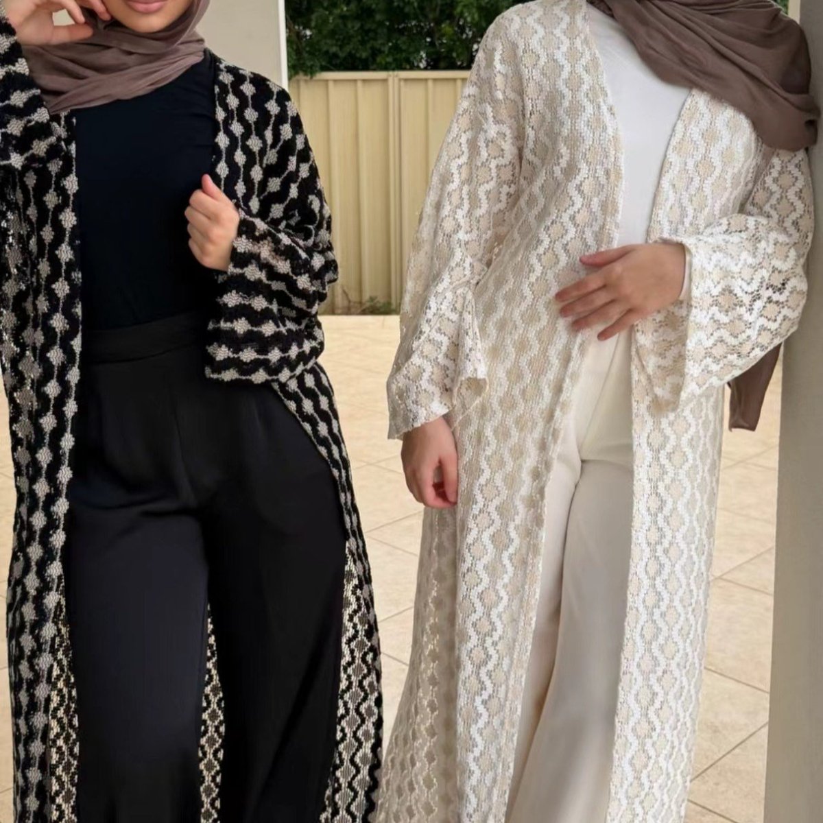 Openwork Lace Knit Open Abaya – Lightweight Lace Open Abaya
