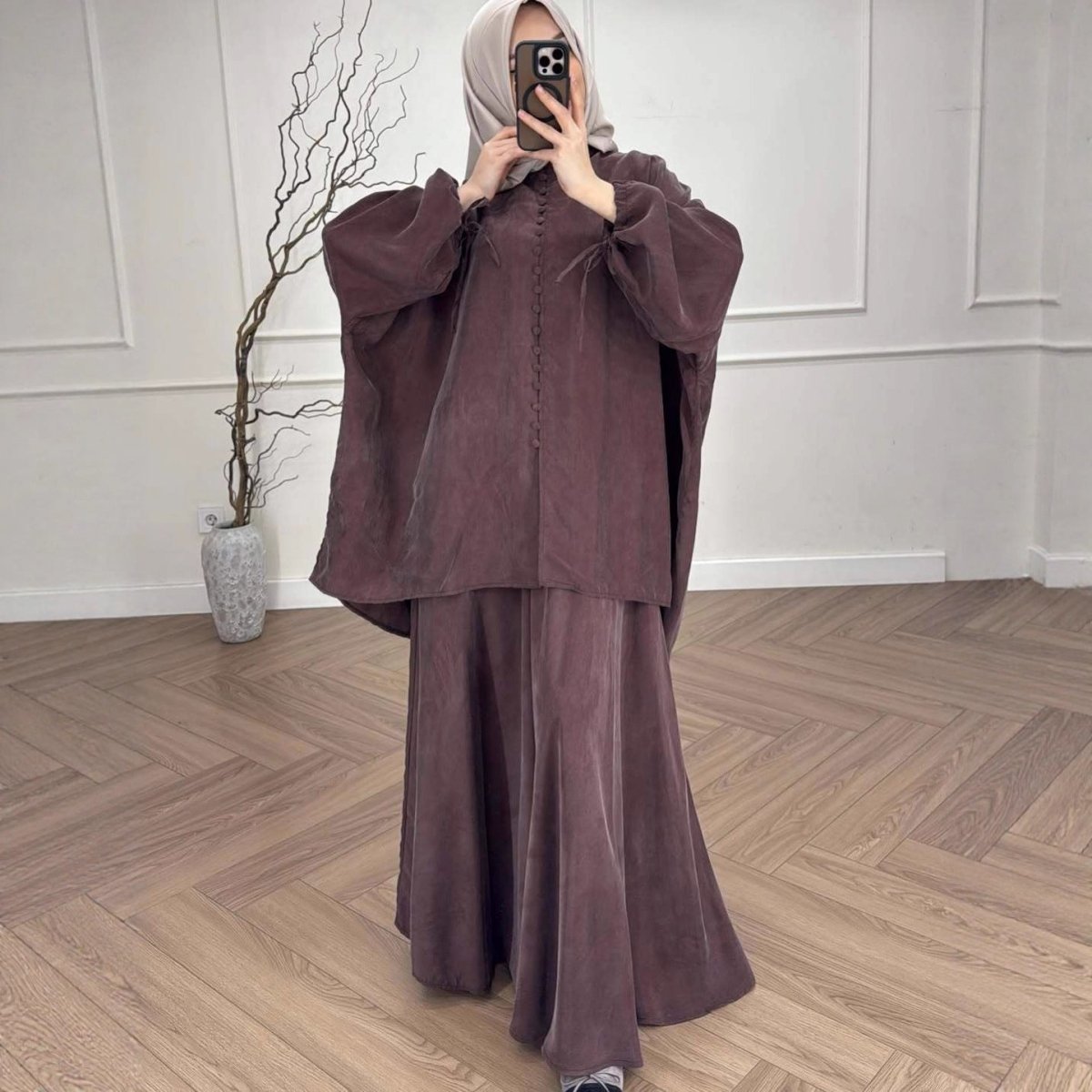 Oversized Batwing Tunic & Maxi Skirt Set(MS376) - Mariam's Collection