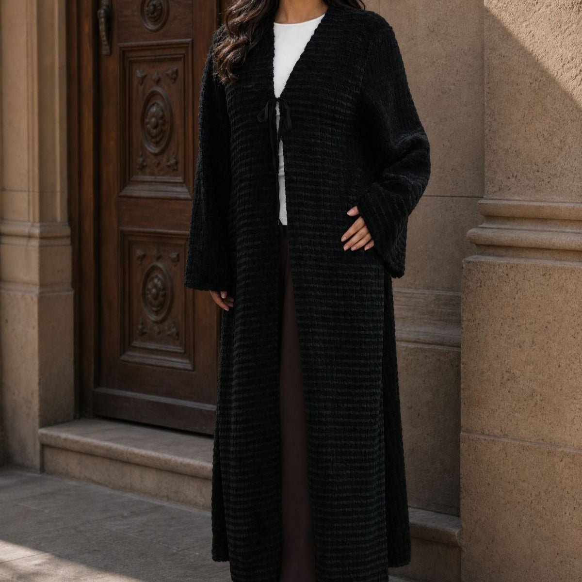 Oversized Fuzzy Knit Maxi Cardigan(MOA350) - Mariam's Collection