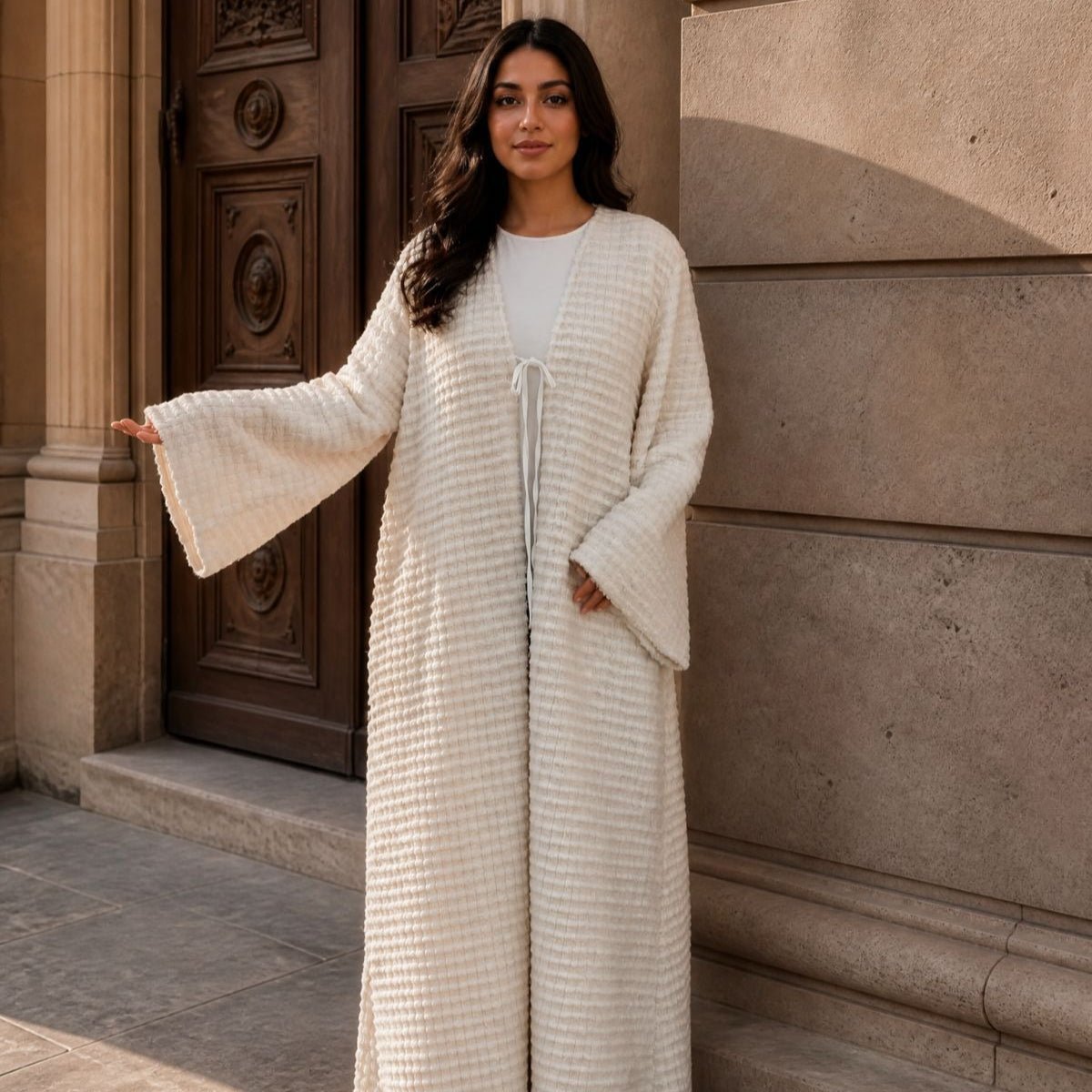 Oversized Fuzzy Knit Maxi Cardigan(MOA350) - Mariam's Collection