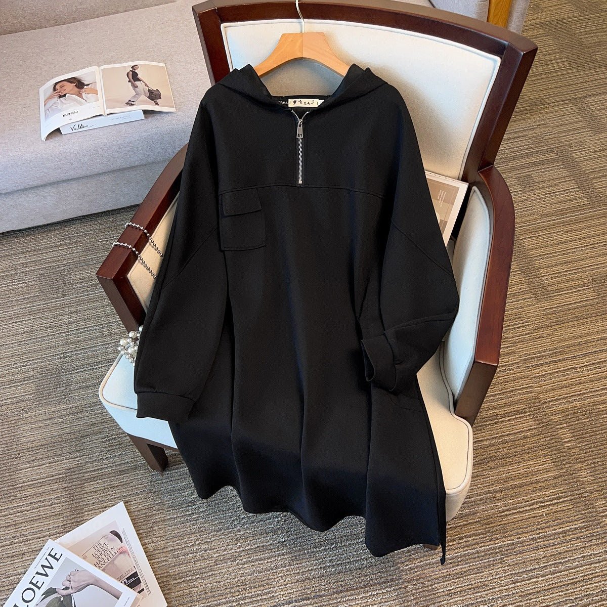 Oversized Half-Zip Hoodie Dress