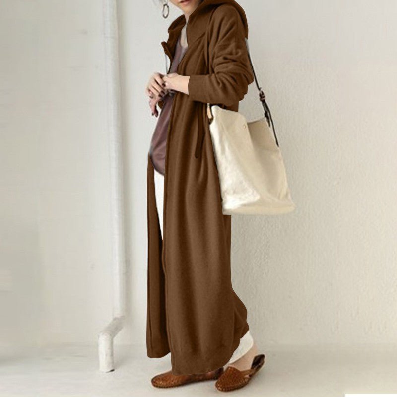 Oversized Hooded Zip - Up Maxi Dress(MS163) - Mariam's Collection