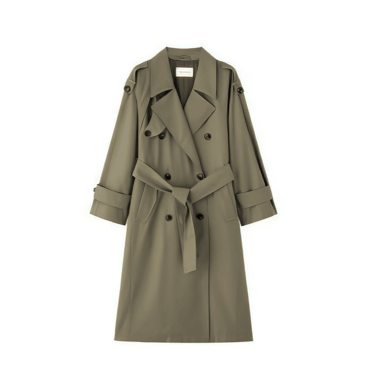 Oversized Mid - Length Trench Coat | Double - Breasted Cape Back Design(MS147) - Mariam's Collection