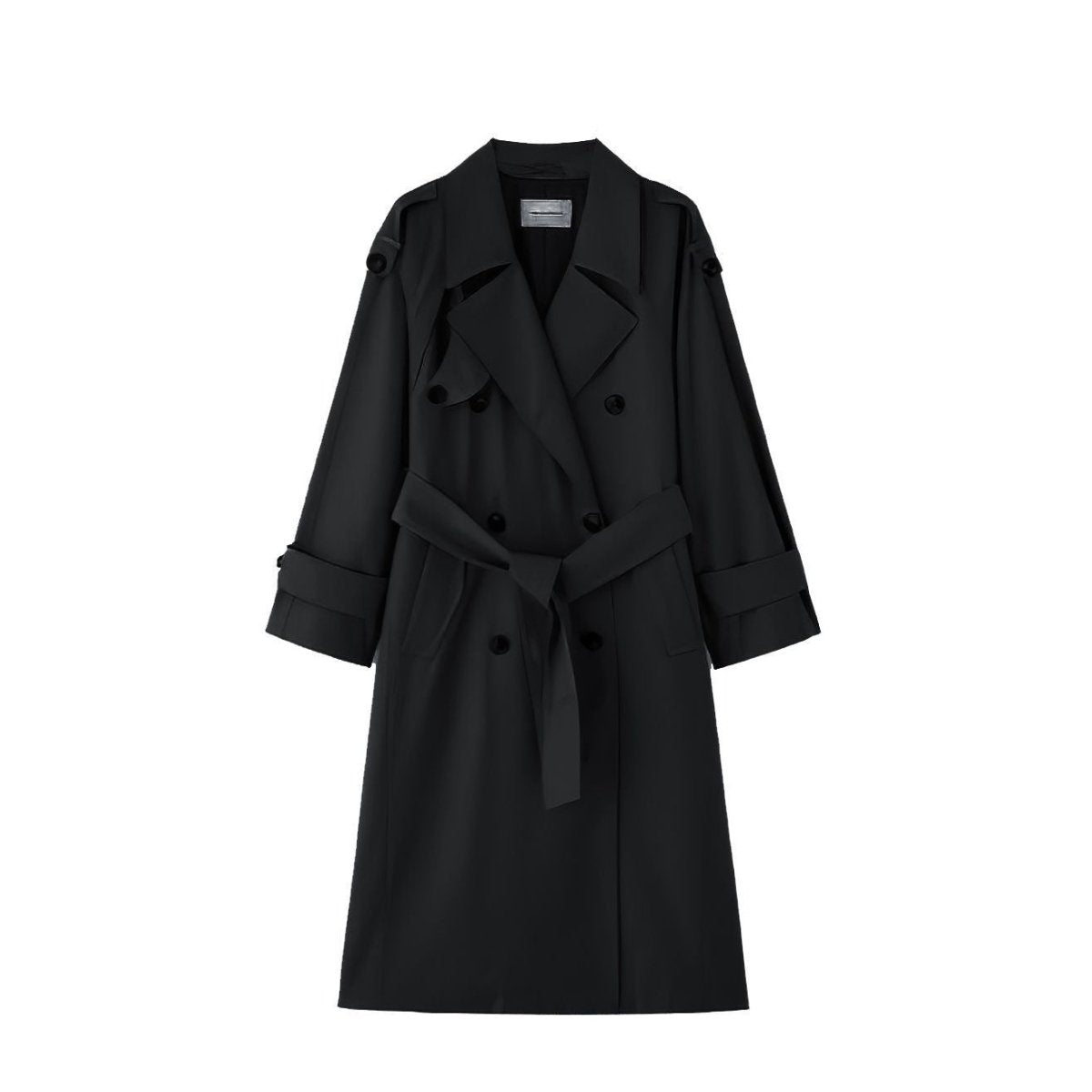 Oversized Mid - Length Trench Coat | Double - Breasted Cape Back Design(MS147) - Mariam's Collection