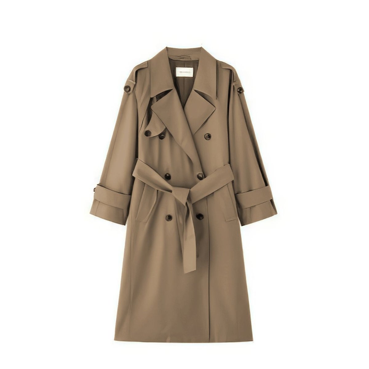 Oversized Mid - Length Trench Coat | Double - Breasted Cape Back Design(MS147) - Mariam's Collection