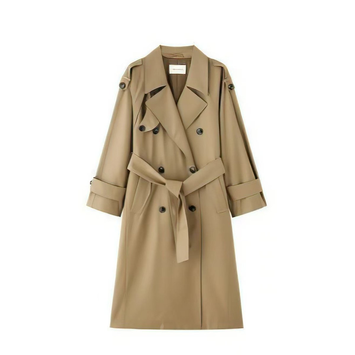 Oversized Mid - Length Trench Coat | Double - Breasted Cape Back Design(MS147) - Mariam's Collection