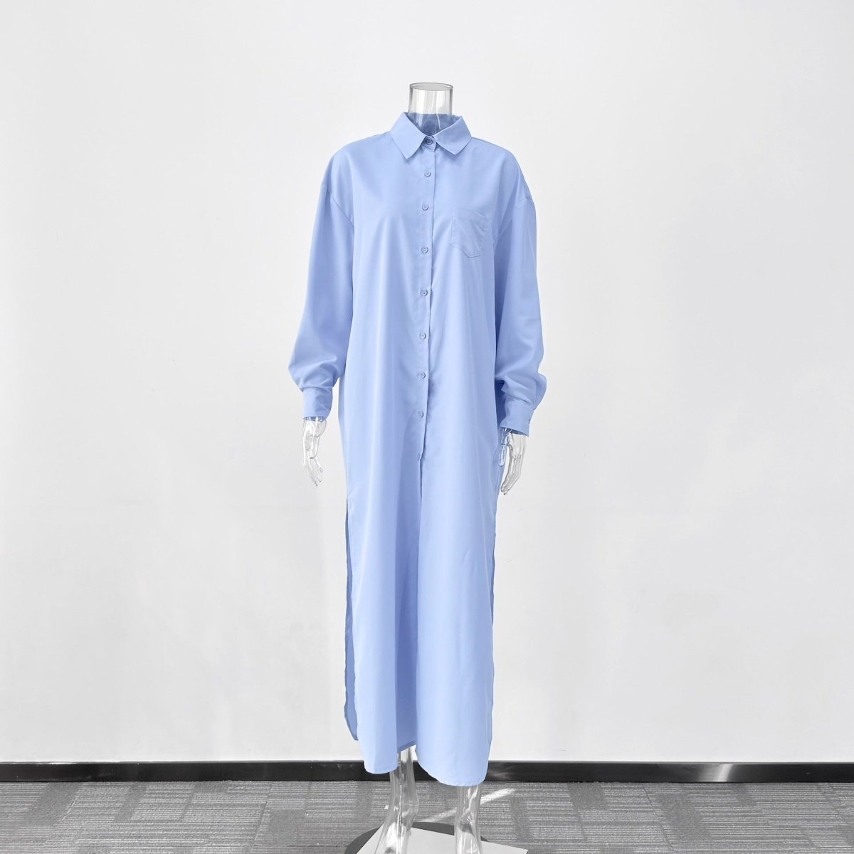 Oversized Shirt Dress with Side Slits(MS332) - Mariam's Collection