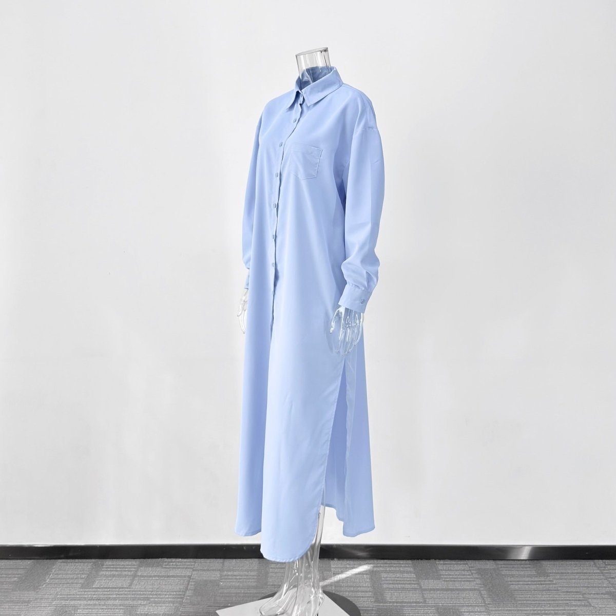 Oversized Shirt Dress with Side Slits(MS332) - Mariam's Collection