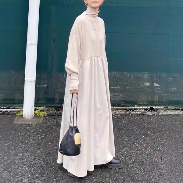 Oversized Turtleneck Maxi Dress | Bubble Sleeve Sweater Dress(MS180) - Mariam's Collection