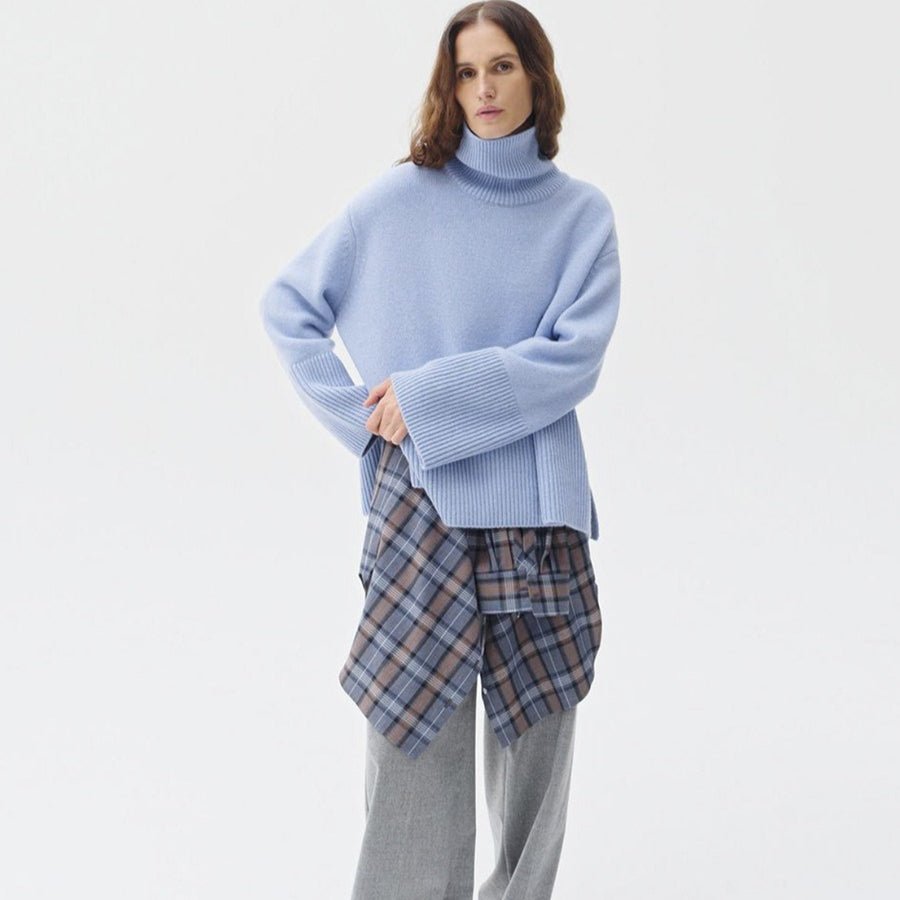 Oversized Turtleneck Sweater with Side Slits(MS251) - Mariam's Collection