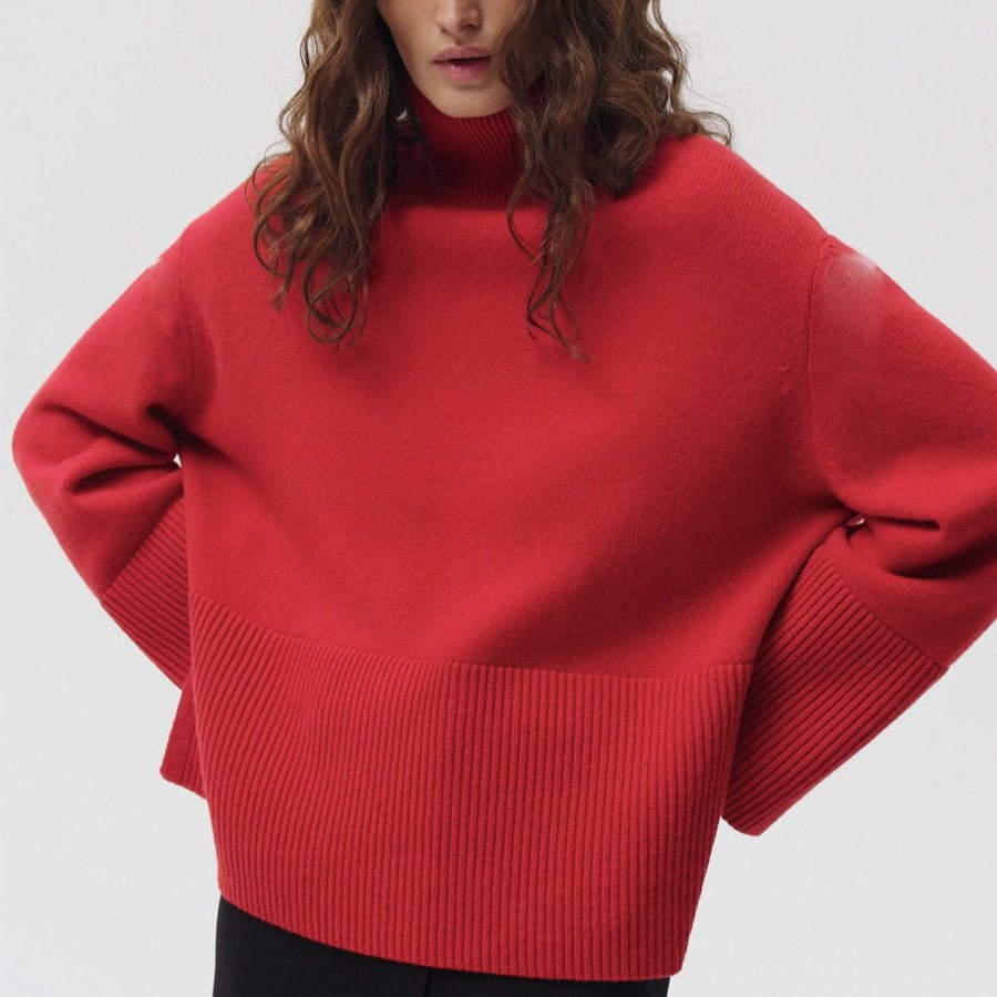 Oversized Turtleneck Sweater with Side Slits(MS251) - Mariam's Collection
