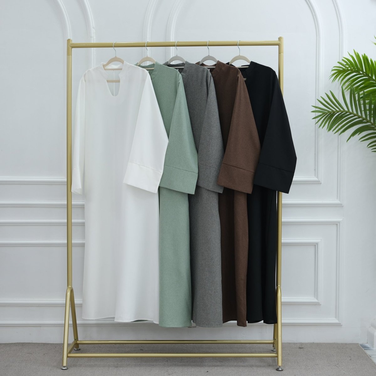 Oversized V - Neck Abaya with Pockets | Solid Color Maxi Dress with Wide Cuffs(MA331) - Mariam's Collection