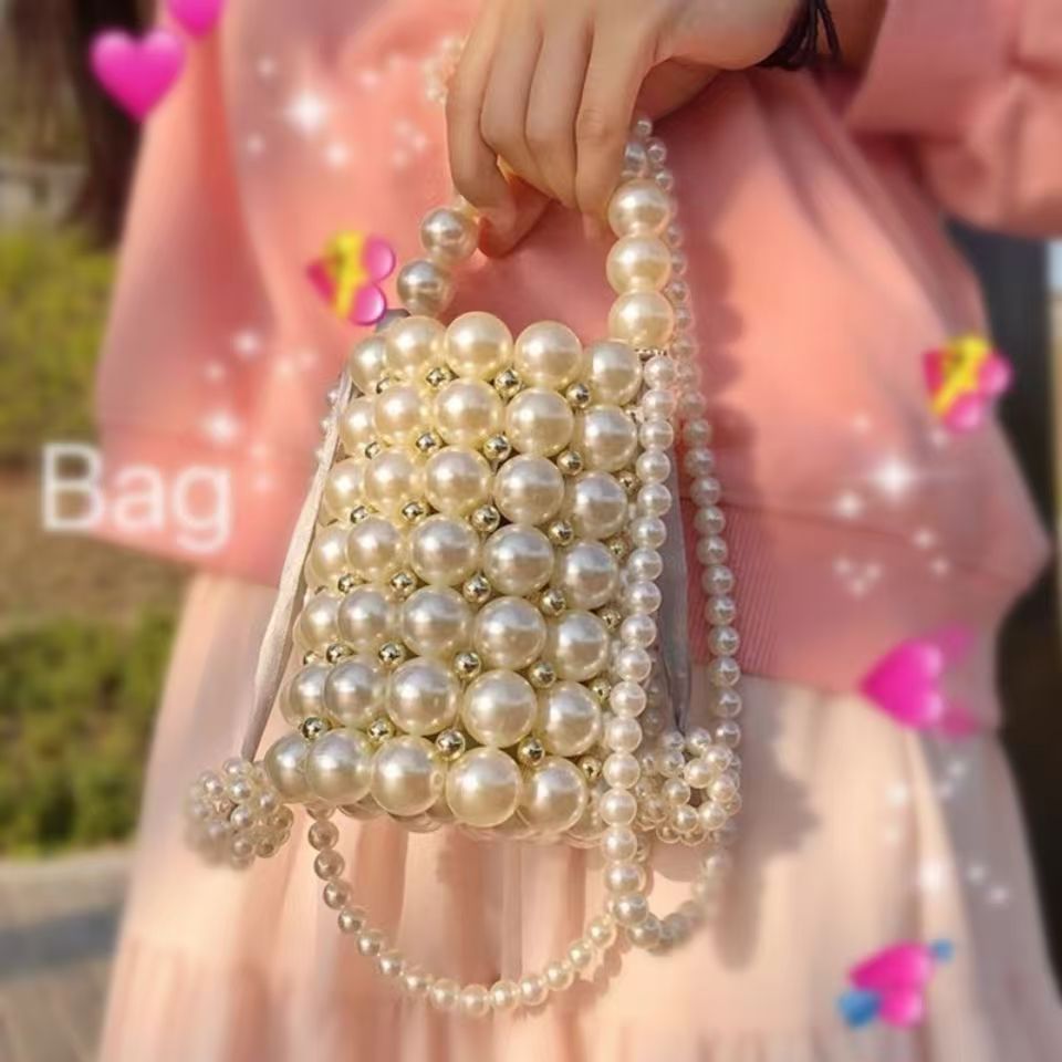 Pearl Bucket Bag | Handmade Beaded Crossbody Bag(MAC364) - Mariam's Collection
