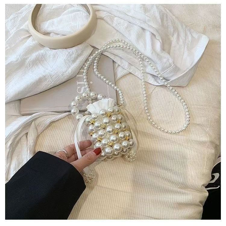 Pearl Bucket Bag | Handmade Beaded Crossbody Bag(MAC364) - Mariam's Collection