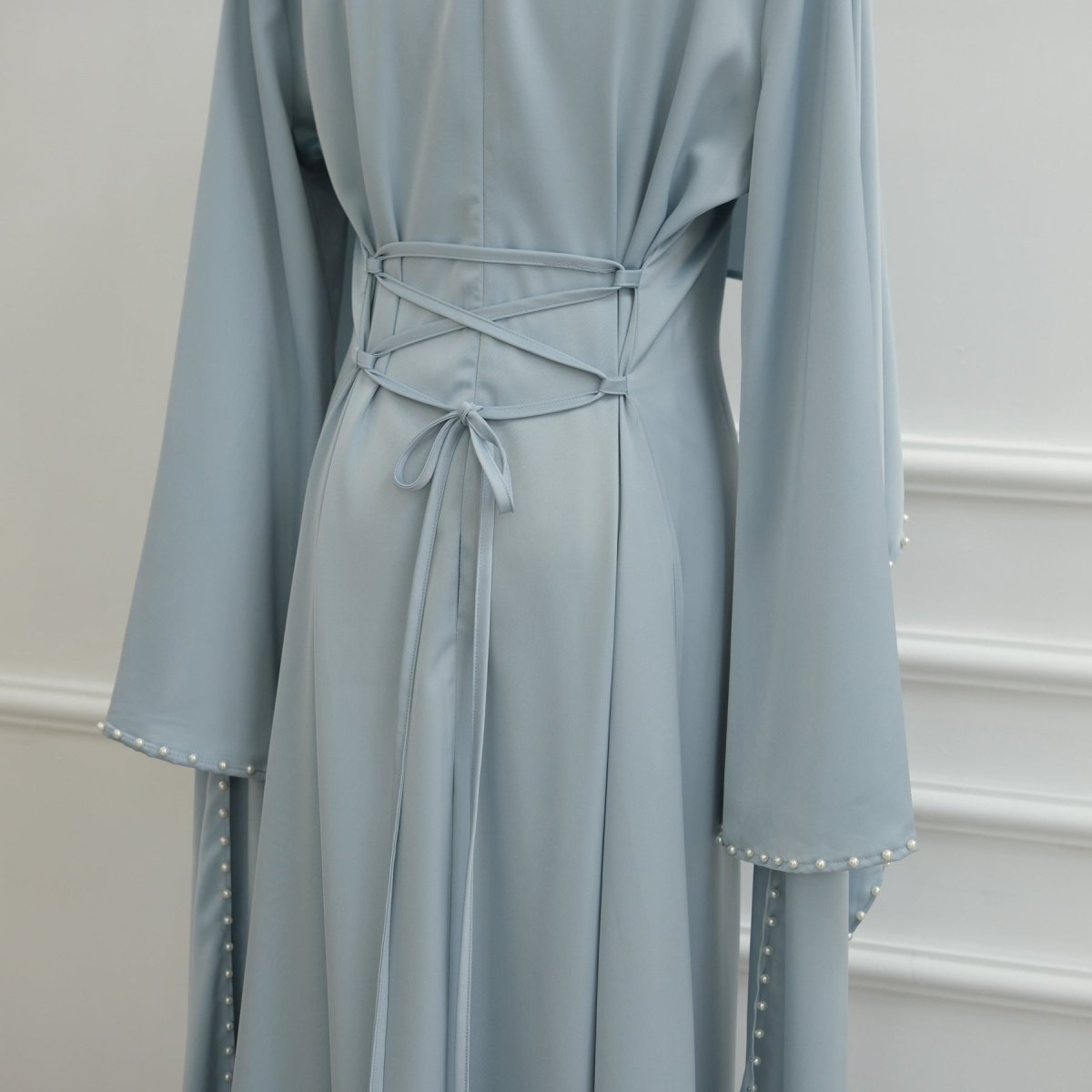 Pearl Embellished Kaftan Abaya | Luxury Cape Sleeve Maxi Dress(MA382) - Mariam's Collection