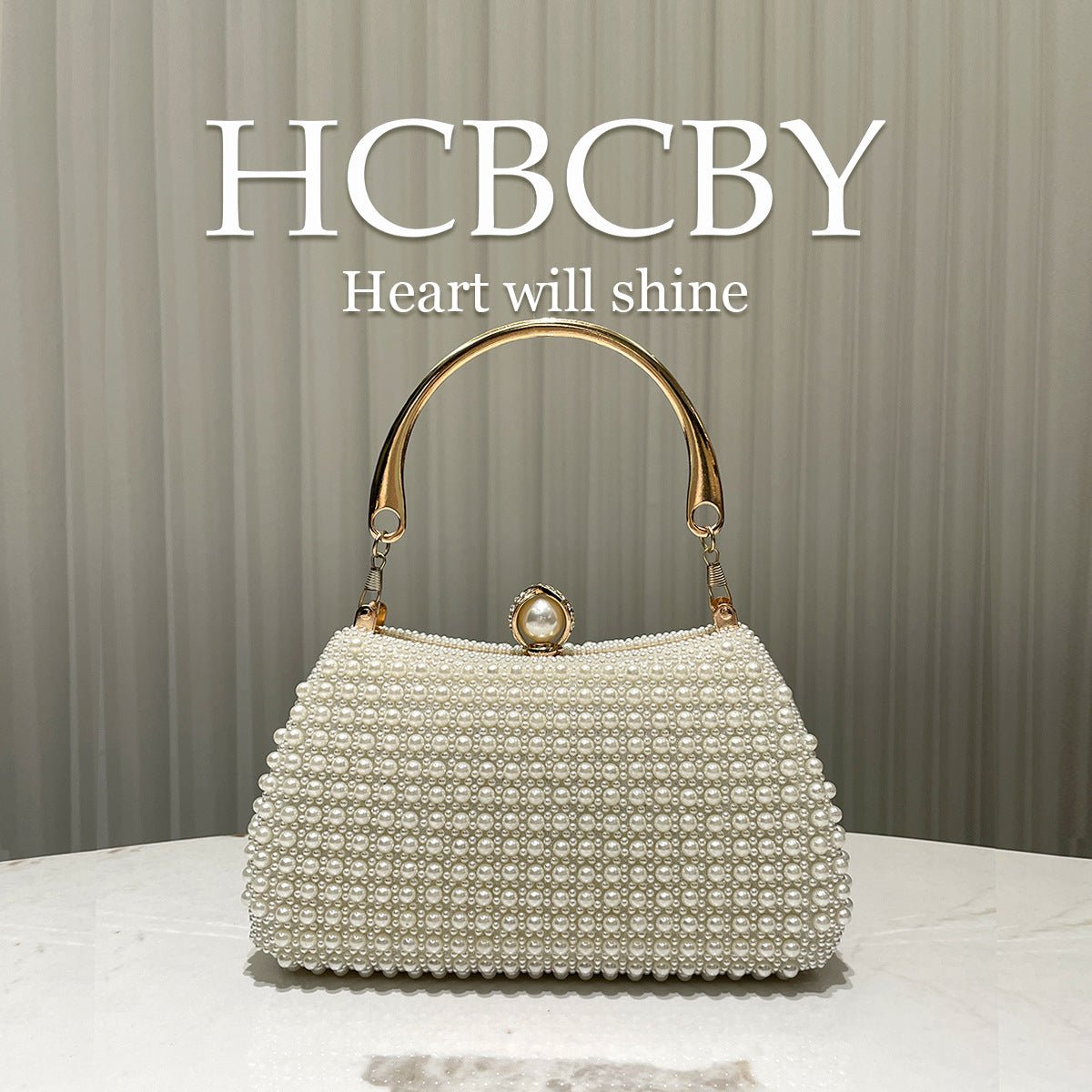 Pearl - Embellished Vintage - Inspired Beaded Box Bag Evening Clutch with Gold Accents. (MAC248) - Mariam's Collection