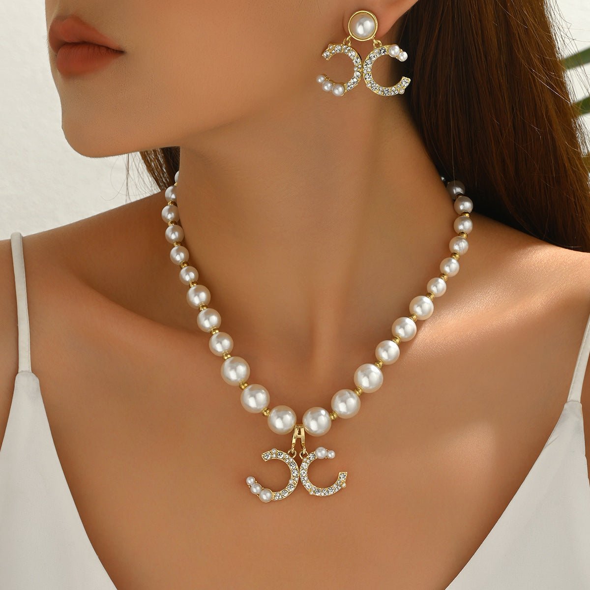 Pearl Necklace & Earring Set Elegant Jewelry Collection (MAC418) - Mariam's Collection