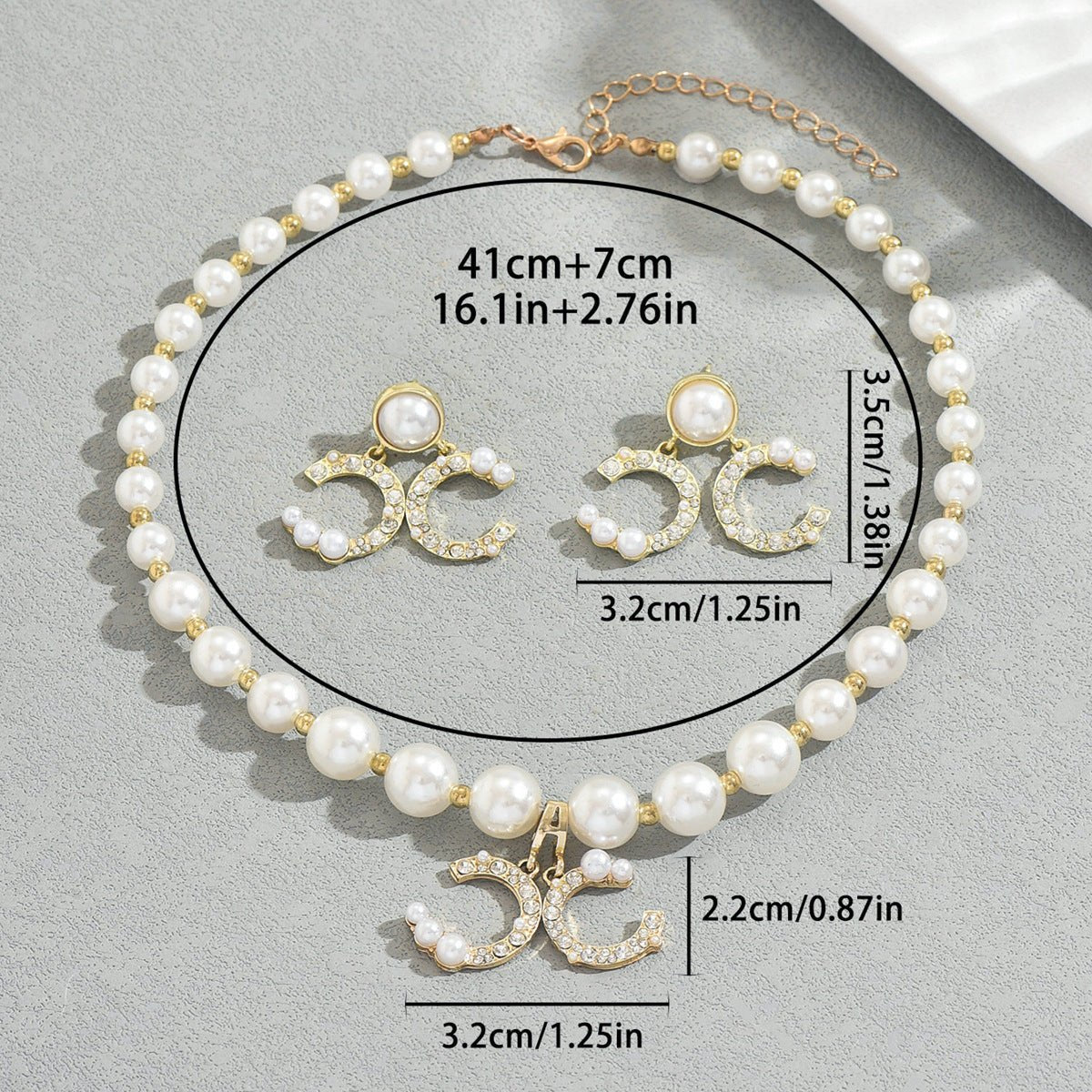 Pearl Necklace & Earring Set Elegant Jewelry Collection (MAC418) - Mariam's Collection