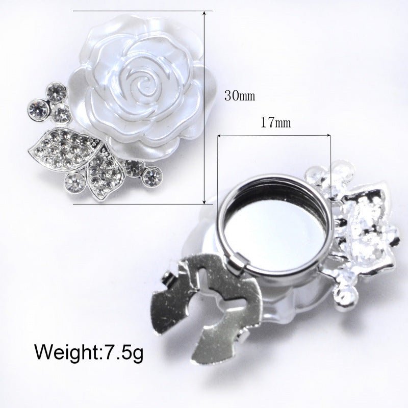 Pearl Rose Button Covers | Rhinestone Leaf Decorative Clips(MAC360) - Mariam's Collection