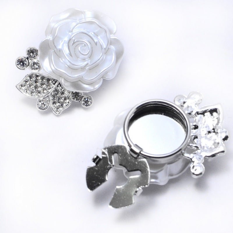 Pearl Rose Button Covers | Rhinestone Leaf Decorative Clips(MAC360) - Mariam's Collection