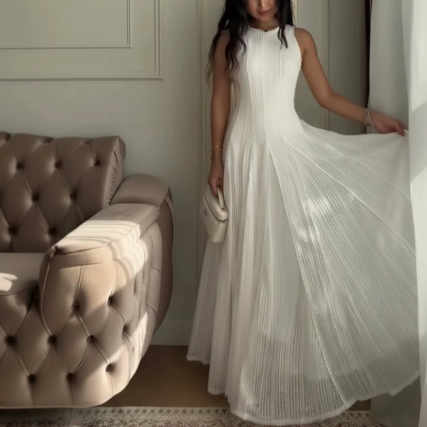 Pearl-Trim Lace Overlay Maxi Dress Set(MS464) - Mariam's Collection