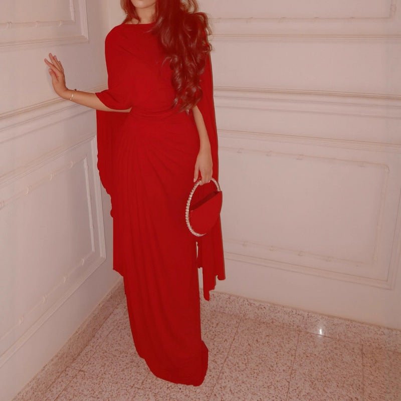 Pleated Evening Dress | Off-Shoulder Ruched Bodycon Gown(MS275) - Mariam's Collection