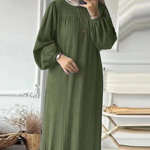 Pleated Ruffled Hem Abaya (MA112) - Mariam's Collection
