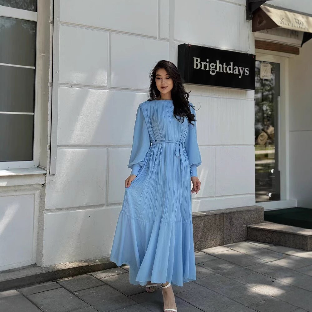 Pleated Tiered Maxi Dress – Modest Pleated Abaya Dress