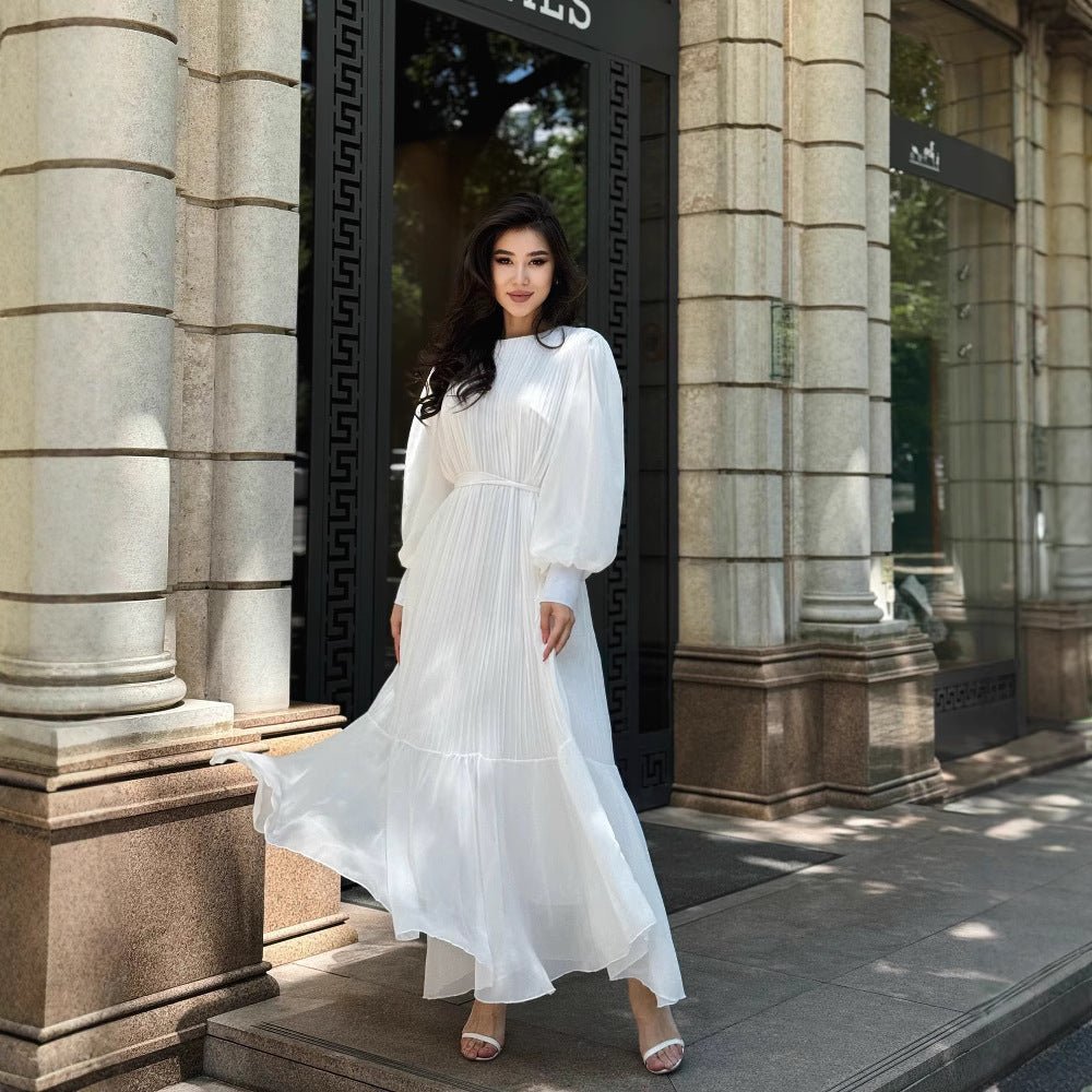 Pleated Tiered Maxi Dress – Modest Pleated Abaya Dress