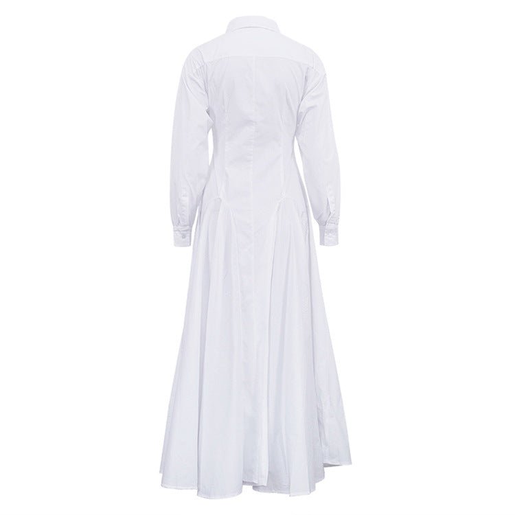Pleated White Shirt Maxi Dress(MS548) - Mariam's Collection