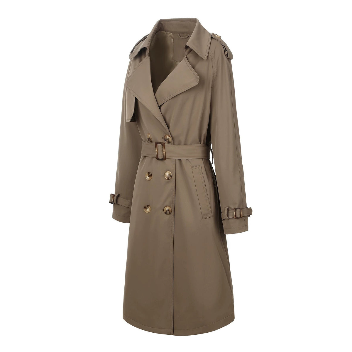 Plus-Size Double-Breasted Trench Coat(MS555) - Mariam's Collection
