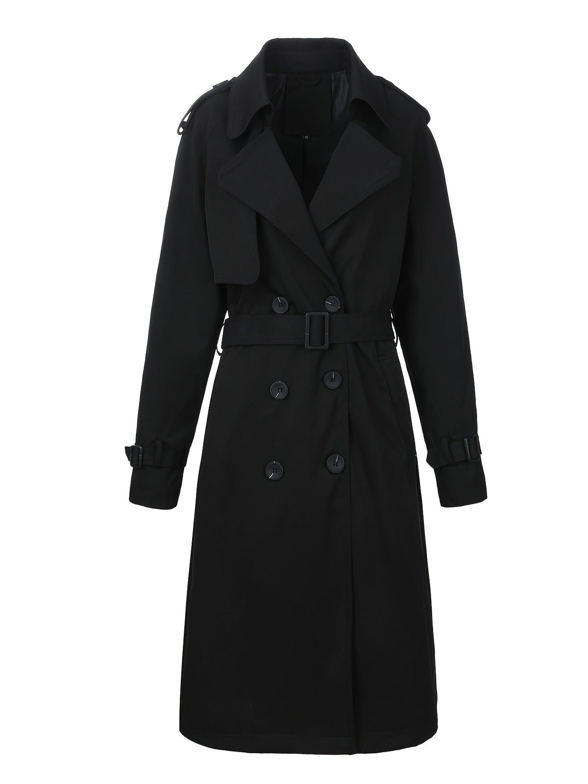 Plus-Size Double-Breasted Trench Coat(MS555) - Mariam's Collection