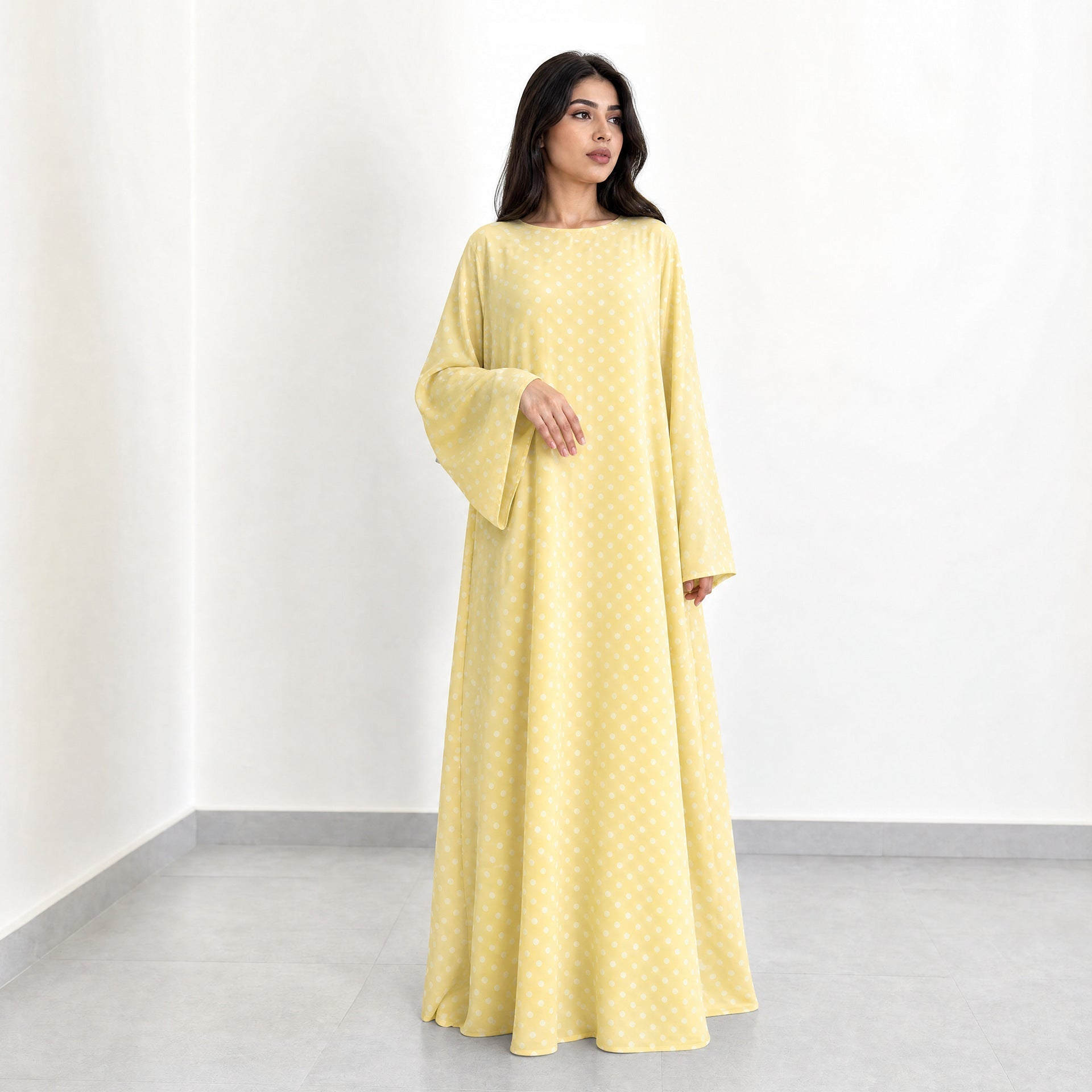 Polka Dot Flared Sleeve Abaya Maxi Dress(MA464) - Mariam's Collection