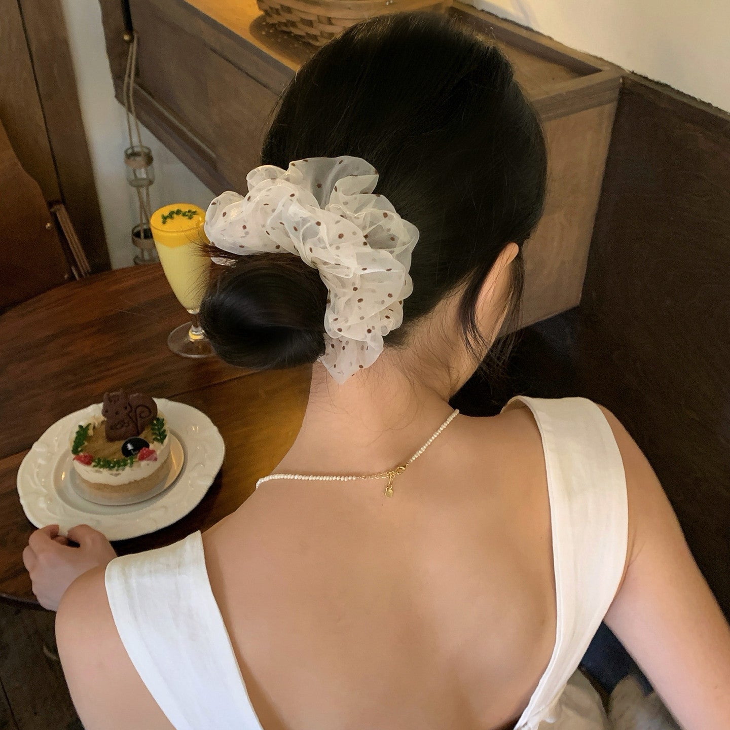 Polka Dot Scrunchie Hair Tie(MAC464) - Mariam's Collection