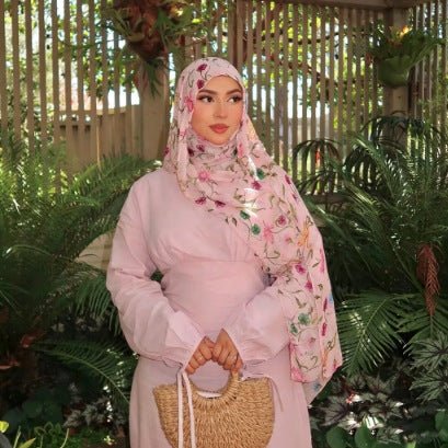 Poly-Cotton Floral Print Hijab Scarf(MH226) - Mariam's Collection