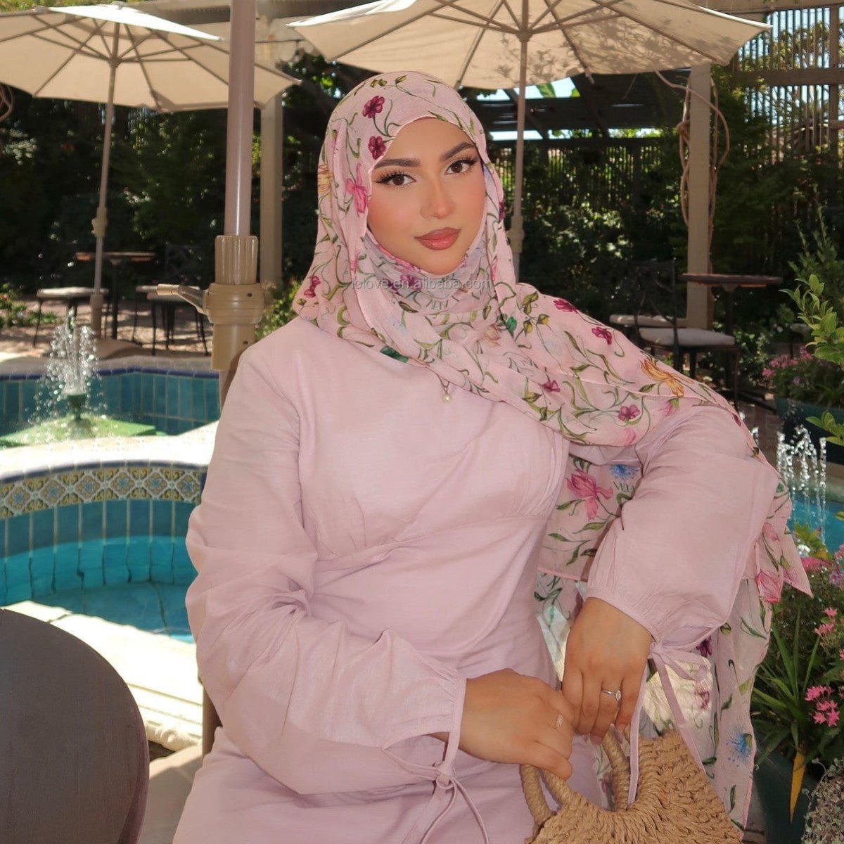 Poly-Cotton Floral Print Hijab Scarf(MH226) - Mariam's Collection