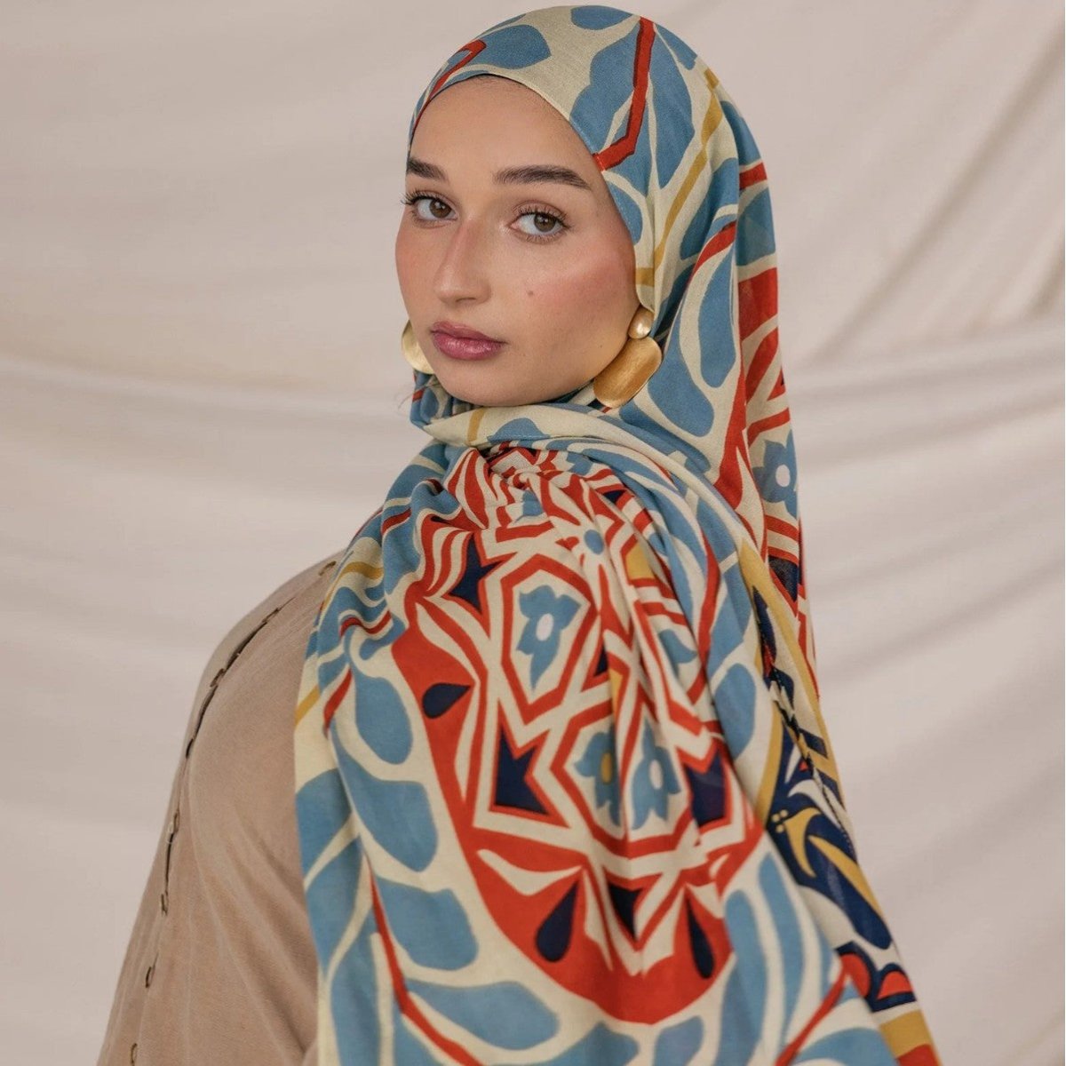 Poly-Cotton Printed Hijab Scarf (MH214)