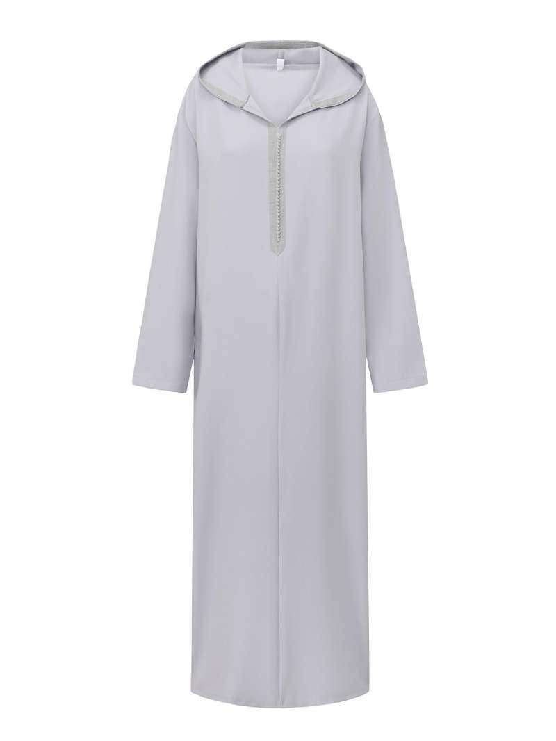 Premium Black Hooded Long Modest Muslim Robe Thobe for Men (MT029) - Mariam's Collection