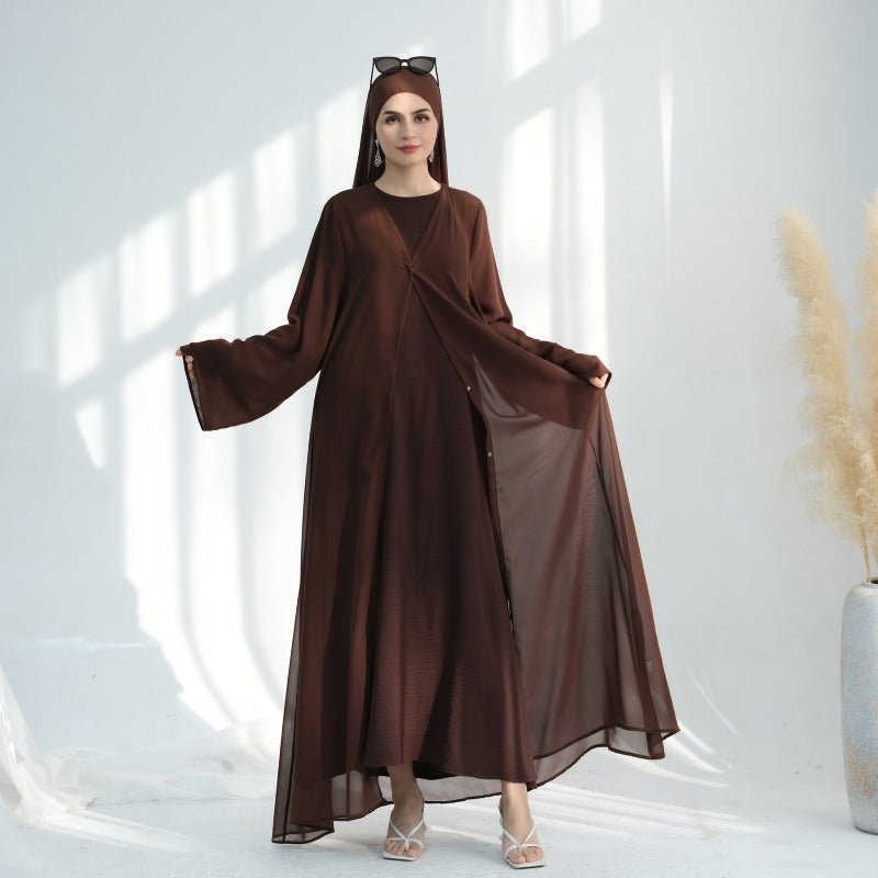 Premium Chiffon 3 - Piece Set Abaya(MOA231) - Mariam's Collection