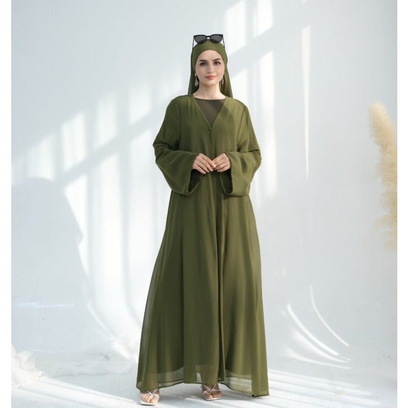 Premium Chiffon 3 - Piece Set Abaya(MOA231) - Mariam's Collection